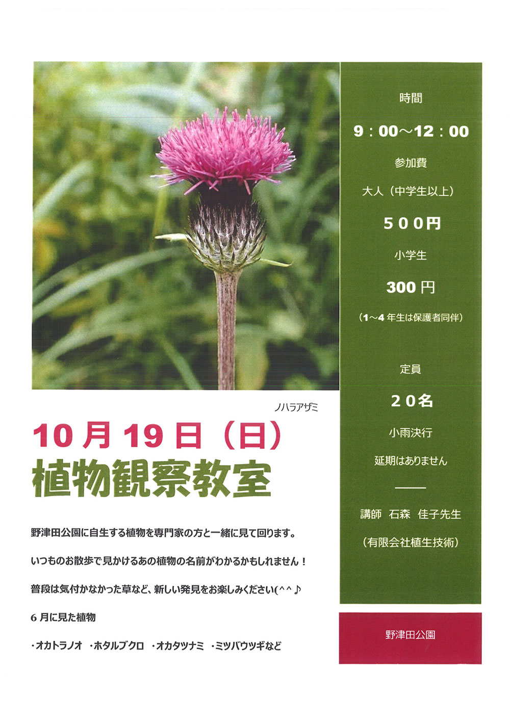 野津田公園　植物観察教室